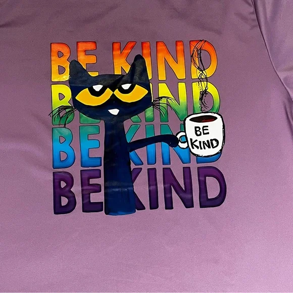Pete the Cat With Coffee 'Be Kind' Graphic T-Shirt XL - Picture 3 of 5